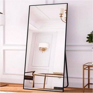 HOMLUX 64"x21"/58"x18" Rectangular Leaning Floor Mirror Full Length Standing Mirror Bathroom - 1 of 4