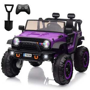 Jojoka 2 Seats 24V Kids Ride on Truck w/ Remote Control, 4 Motors,20" Seat Width, LED Light,Music,High/Low Speeds,Shovel, USB - 1 of 4