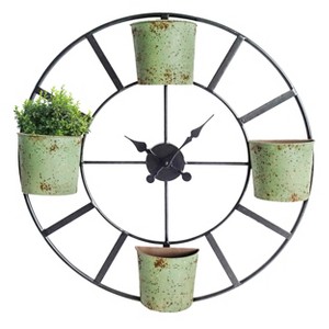 VIP Metal 24 in. Green Planter Wall Clock - 1 of 2