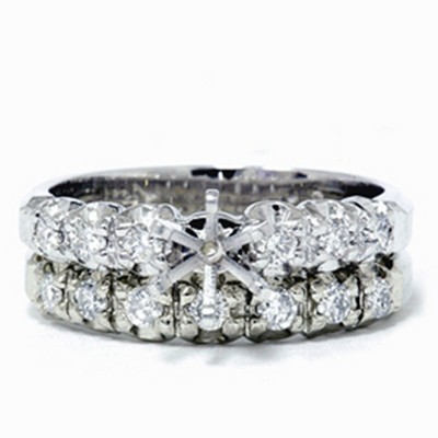 Pompeii3 1/2ct Diamond Semi Mount Engagement Wedding Ring Set