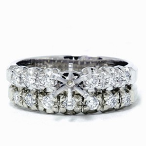 Pompeii3 1/2ct Diamond Semi Mount Engagement Wedding Ring Set - 1 of 4