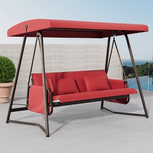 Sapphtopaz Porch Swing Chair 3-Seater Swing Seat Bed with Cushions Hanging Swing Chair with Adjustable Canopy for Garden, Backyard, Outdoor - 1 of 4