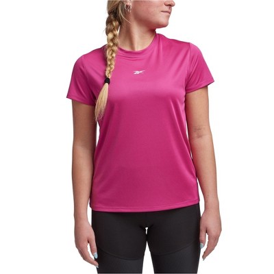 Reebok Womens Solid Logo Embellished T-Shirt, Pink, XX-Large