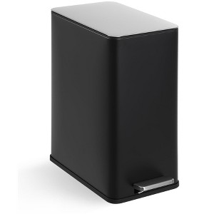 EcoSummer 4 Gallon Slim Stainless Steel Trash Can, Narrow Garbage Bin with Soft-Close Lid & Inner Bucket, Silver. - 1 of 4