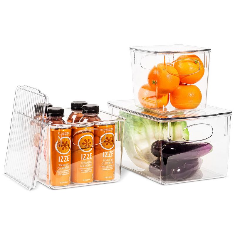 Sorbus 3 Piece Variety Pack Clear Acrylic Storage Bins with Handles and Lids - for Kitchen, Cabinet Organizer, Pantry & Refrigerator, 5 of 14