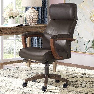 Modern Executive High-Back Brown Leather Swivel Chair with Lumbar Support