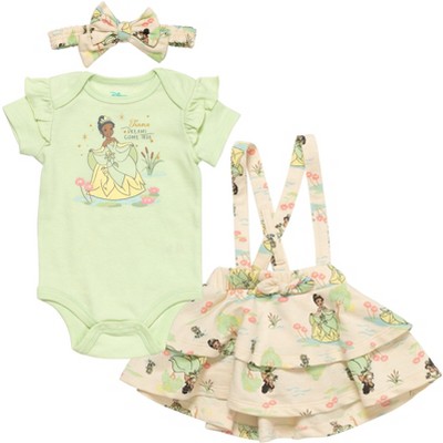 Disney Princess Tiana Newborn Baby Girls 3 Piece Outfit Set: Bodysuit ...