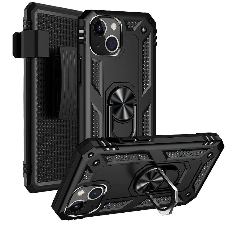 SaharaCase Kickstand with Belt Clip Case for Apple iPhone 13 Mini Black (CP00117), 1 of 9