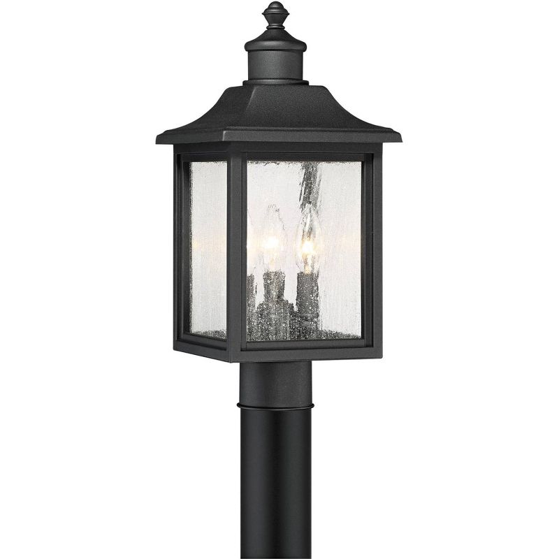 John Timberland Moray Bay Rustic Mission Outdoor Post Light Black 17" Clear Seedy Glass for Exterior Barn Deck House Porch Yard Patio Home Outside, 1 of 7