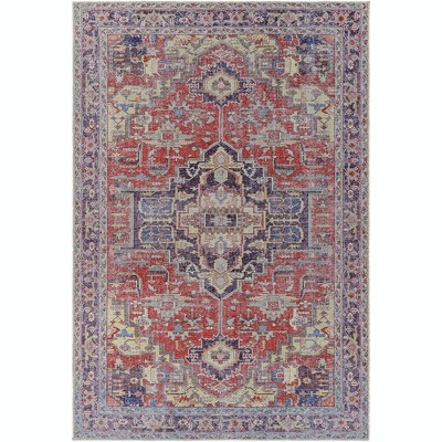 Mark & Day Wheatcroft 6'7"x9' Rectangle Washable Woven Indoor Area Rugs Dark Red: Stain-Resistant, Traditional, Polyester