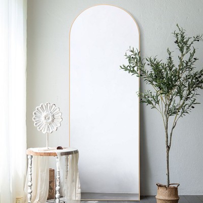 Large Arched Wall Mirror,Full Size Mirror With Stand,Freestanding Mirror,Metal Arch Full Length Mirror,Floor Mirror Arched,Fitness Mirror-The Pop Home