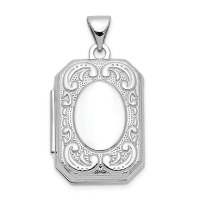 Black Bow Jewelry 14k White Gold 20mm Scrolled Border Octagonal Locket