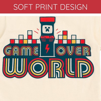 Minecraft Movie Game Overworld Big Boys Ringer T-Shirt Off White 10-12 — фото 3