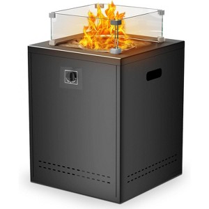 ZAFRO 20 Inch Fire Pit Square Gas Fire Table with Lava Rocks & Protective Cover for Parties/Backyard/Garden - 1 of 4