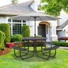 COWLOWN Black 46" Round Outdoor Steel Picnic Table with Central Umbrella Pole, Outdoor Gatherings - 2 of 4