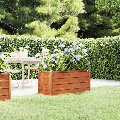 vidaXL Garden Raised Bed Rusty Brown Corten Steel 39.4 x 15.7 x 17.7 in