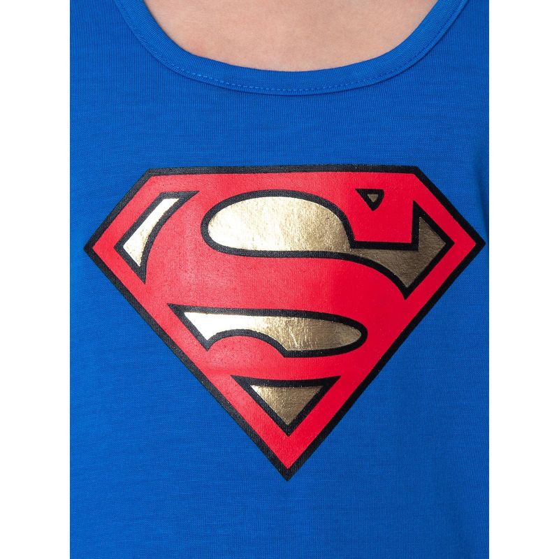Dc Comics Girls' Superman Classic Logo Racerback Tank Shorts Pajama Set Superman Logo, 2 of 6