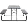 Gardenised Gray Outdoor Foldable Woodgrain Portable Picnic Table Set, 5 Feet Long - 4 of 4