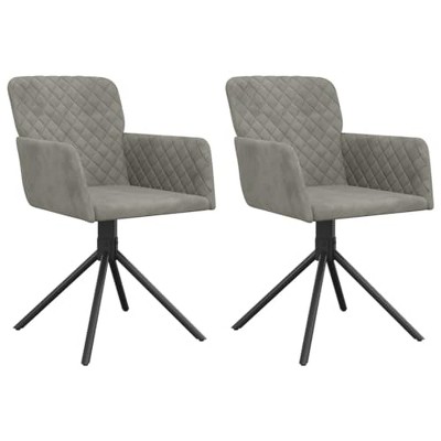 vidaXL Swivel Dining Chairs, 2 Pcs, Light Gray Velvet