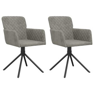 vidaXL Swivel Dining Chairs, 2 Pcs, Light Gray Velvet - 1 of 4