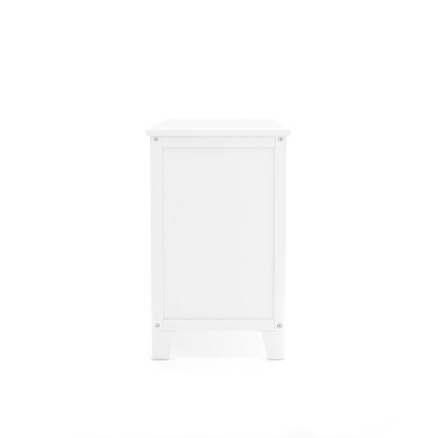Creamy White Wooden Kids' Low Bookcase with Fabric Bins