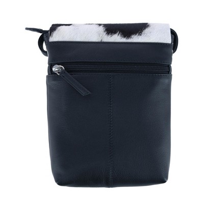 CTM Women's Western Leather Cow Print Crossbody Purse, Black — фото 2