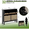 Rustic Grooved Shoe Rack with 4 Drawer Flaps - Narrow Wooden Shoe Storage with Metal Legs, Modern Hidden Organizer - 3 of 4