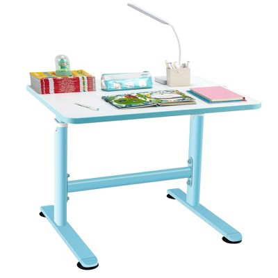 Costway Adjustable Height Kids Study Desk Drafting Table Computer Station  Blue