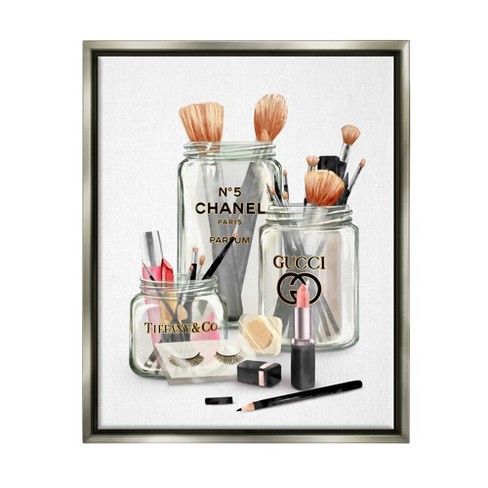 The Stupell Home Decor Collection Book Stack Perfume Brushes Glam Fashion Watercolor Wall Art Canvas