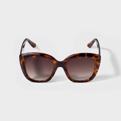 Women's Oversized Cateye Tortoise Shell Butterfly Sunglasses - A New Day™ Assorted Browns