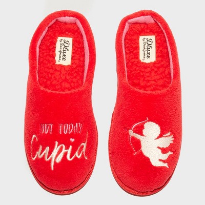 dluxe by dearfoams Women's Not Today Cupid Slide Slippers - Red