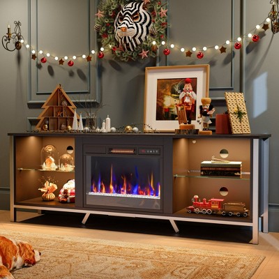 Bestier 70" Electric Fireplace TV Stand for TVs up to 80" LED Entertainment center with 23" Fireplace