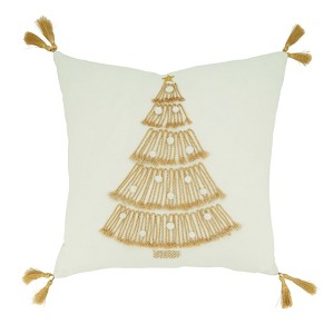 Saro Lifestyle Down-Filled Christmas Tree Design Throw Pillow - 1 of 3