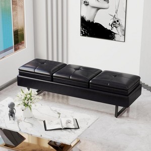 Kinsuite Reception Chairs Entryway Bench - Waiting Room Chair with PU Leather - 1 of 4