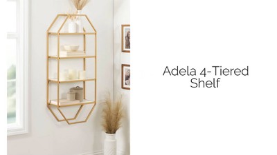 Adella White and Gold Floating Wall Shelf, 41" x 18.3"
