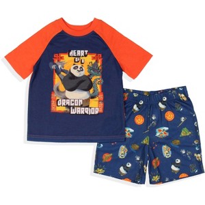 Kung Fu Panda 4 Toddler Boy's Heart of a Dragon Warrior Sleep Pajama Set Blue - 1 of 4