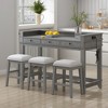 ORRD Retro 3-Piece Dining Set with Charging Station & Storage Drawers, Space-Saving Bar Table Set for Kitchen, Small Spaces,Grey - 2 of 4