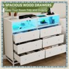 Jojoka Modern 6-Drawer Dresser with LED Lights & Charging Station, Wide Storage Cabinet for Bedroom, Closet, Living Room - 2 of 4