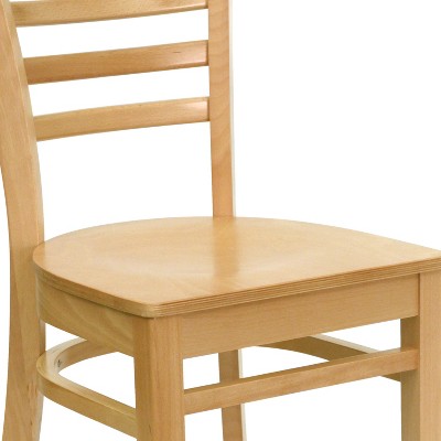 Natural Wood Ladderback High Slat Side Chair in Beige