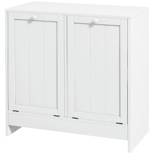 Resenkos Laundry Cabinet, Laundry Hamper Cabinet,Bathroom Tilt-out Laundry Storage Cabinet with 2 Compartment Hampers, White - 1 of 1