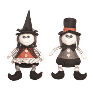 Transpac Plush Spooky Skeleton Sitter Set of 2 Halloween Home Decorations - 1 of 1