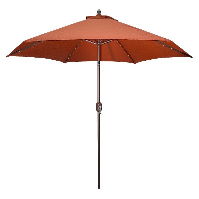 9' Round Lighted Patio Umbrella - Rust