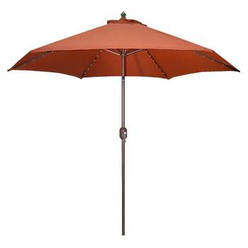 9' x 9' Round Lighted Patio Umbrella - Rust - Tropishade