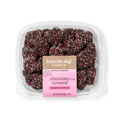 Valentine's Day Chocolate Flavored Covered Sugar Cookies - 8oz/24ct - Favorite Day™