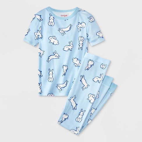 Kids Easter Short Sleeve Cotton Pajama Set Cat Jack Blue 4