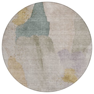 Beige And Taupe Abstract Washable Indoor Outdoor Area Rug