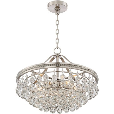 Vienna Full Spectrum Wohlfurst Brushed Nickel Pendant Chandelier 20 1/4" Wide Clear Crystal 5-Light Fixture for Dining Room House Foyer Kitchen Island