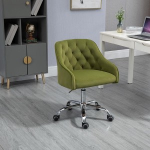 Velvet Desk Chair, Swivel Home Office Chair with Wheels and Gold Metal Base – The Pop Home - 1 of 4