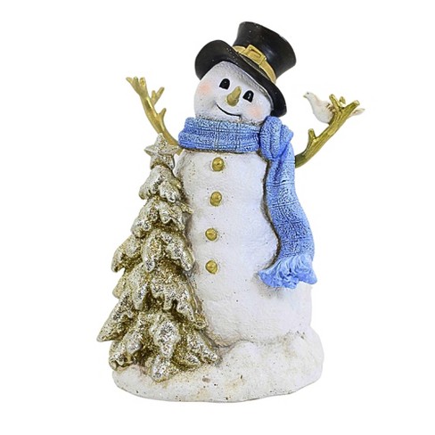 Roman 7.25 In Snowman Wearing Blue Scarf Stick Arms Snowman Figurines ...