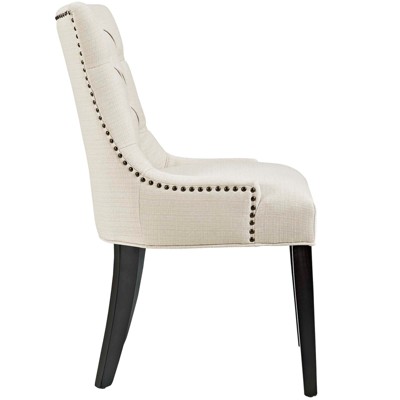 Elegant Beige Upholstered Parsons Side Chair with Nailhead Trim